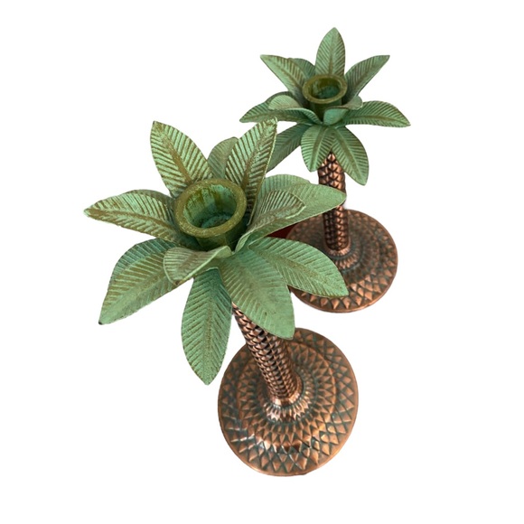 Vintage Studio Silversmiths palm tree taper candle holders - Picture 2 of 2